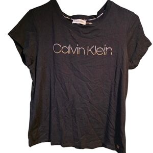 Calvin Klein Black Logo Short Sleeve Top Meduim